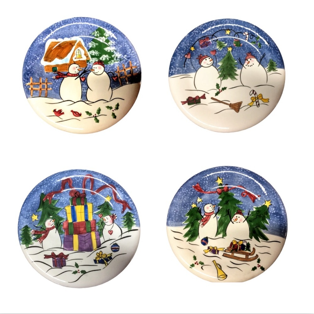NIB Make the Season Bright Hand Painted 8” Salad/Dessert Plates - Picture 2 of 14